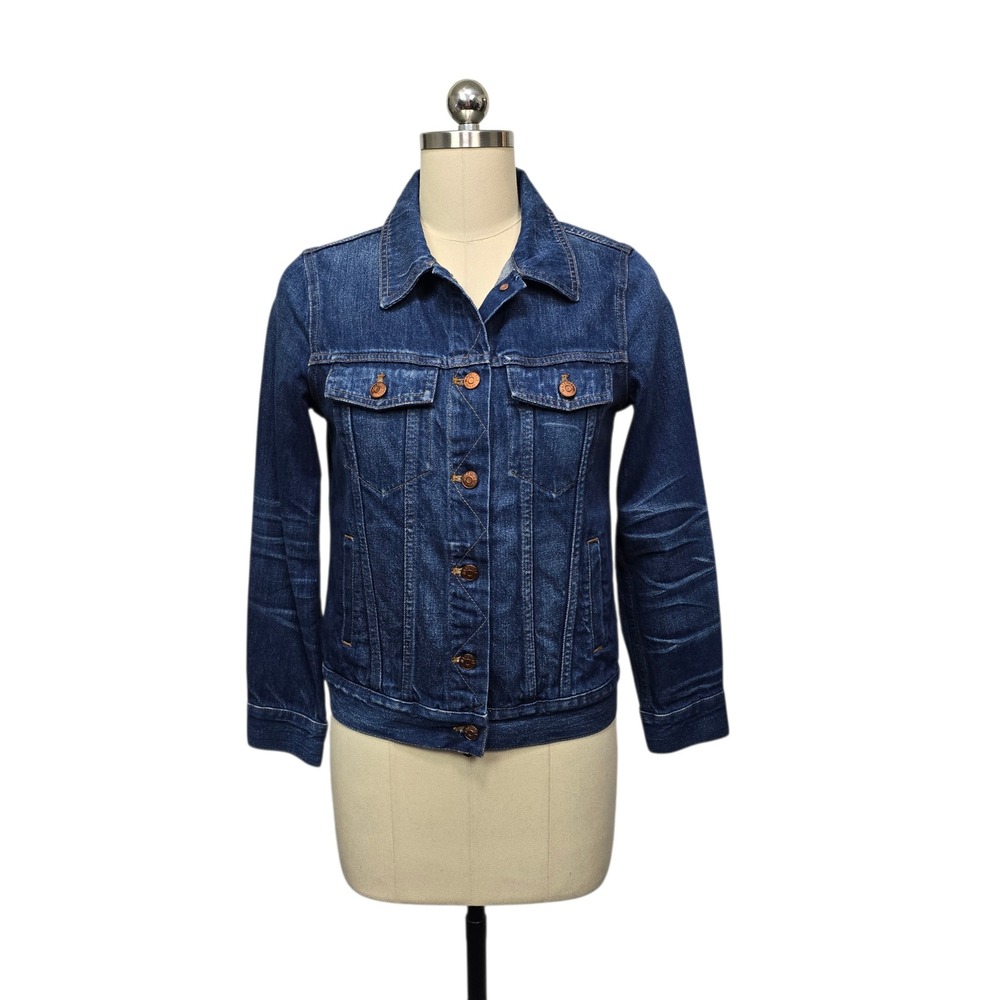 Madewell Womens Dark Wash‎ Denim Jean Jacket Trucker 100% Cotton Size Small